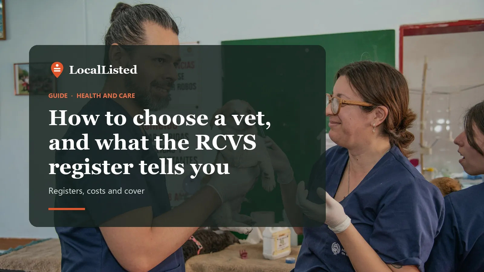 How to choose a vet, and what the RCVS register tells you. Photo: a person holding a small dog indoors.